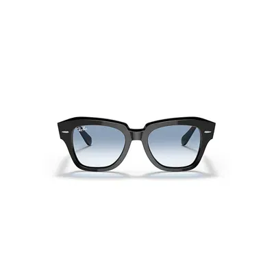 Ray Ban State Street Sunglasses Black Frame Blue Lenses 49-20