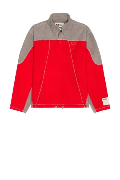 Rc Outdoor Supply Sherpa Fleece Collared Pullover In Red & Grey