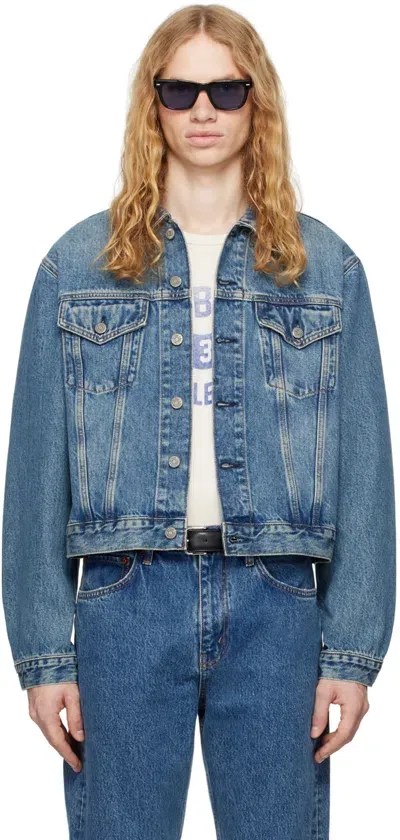 Re/done Blue 'the Mel Trucker' Denim Jacket In Aged Stone Blue