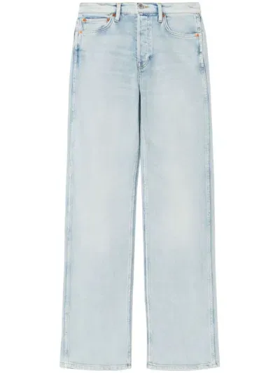 Re/done Mid-rise Wide-leg Jeans In Blue