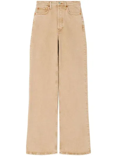 Re/done High-waisted Straight-leg Jeans In Nude