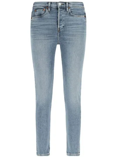 Re/done Logo-appliqué Skinny Jeans In Blue