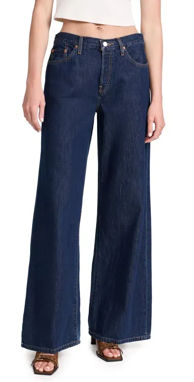 Re/done Mid Rise Palazzo Jeans Fortuna In Blue