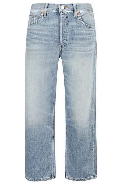 Re/done Straight Leg Cropped Jeans In Blue