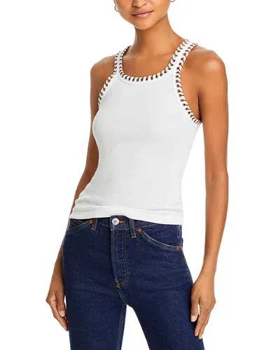 Re/done White Whipstitch Ribbed Tank Top