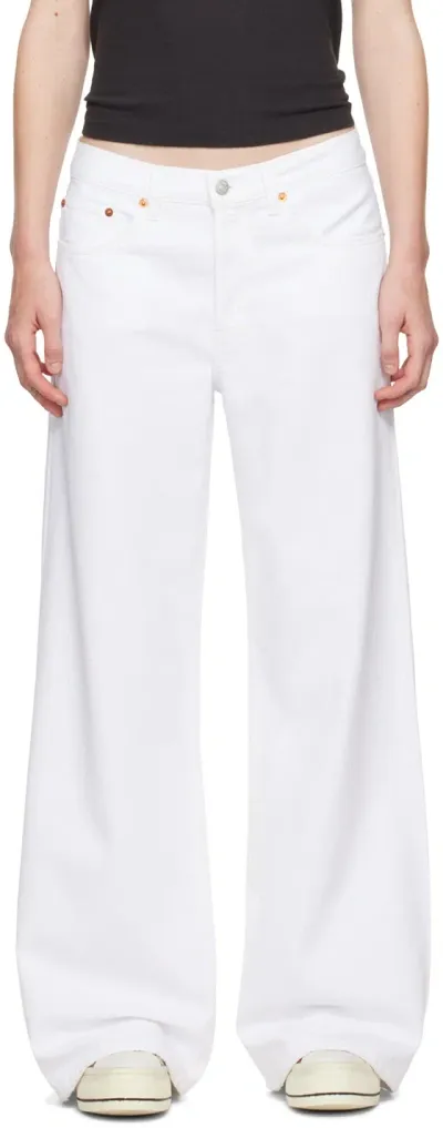 Re/done White Mid Rise Palazzo Jeans