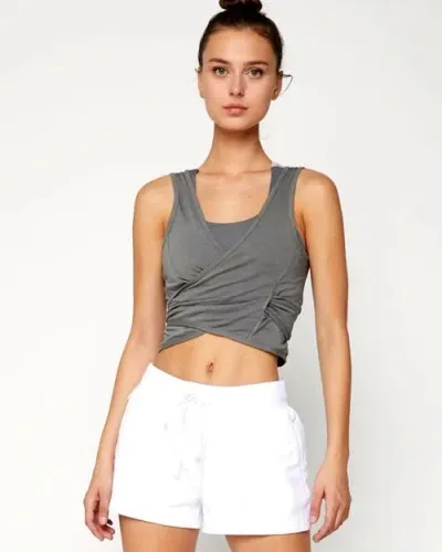 Rebody Active Metamorph Wrap Tie Tank In Stone Olive