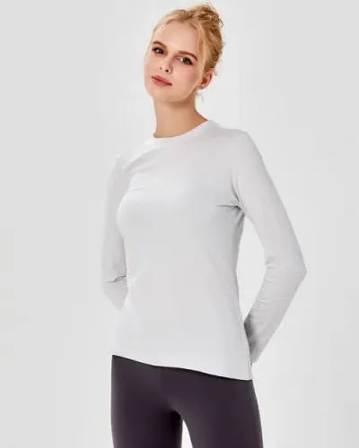 Rebody Active Pima Going Long Sleeve Top In Ice Grey