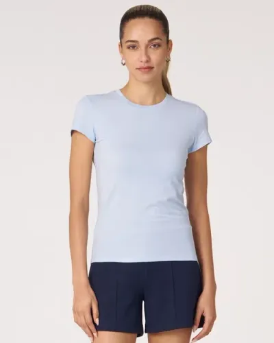 Rebody Active Rebody Essentials Fitted Short Sleeve Top In Baby Blue