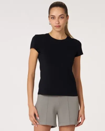 Rebody Active Rebody Essentials Fitted Short Sleeve Top In Black