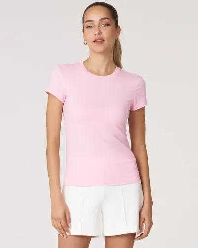 Rebody Active Rebody Essentials Fitted Short Sleeve Top In Pink