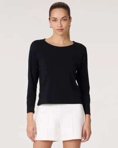 Rebody Active Rebody Essentials Mid Length Long Sleeve Top In Black