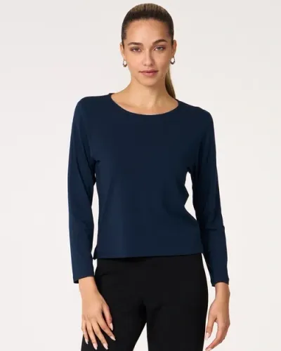 Rebody Active Rebody Essentials Mid Length Long Sleeve Top In Navy