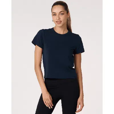 Rebody Active Rebody Essentials Short Sleeve Crop Tee In Blue