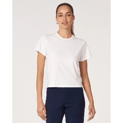 Rebody Active Rebody Essentials Short Sleeve Crop Tee In White