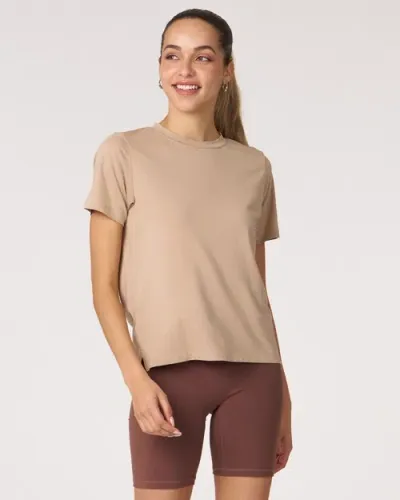 Rebody Active Rebody Essentials Short Sleeve Top In Sand