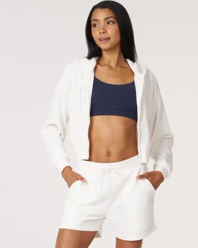 Rebody Active Retreat Waffle Zip Up Jacket In White