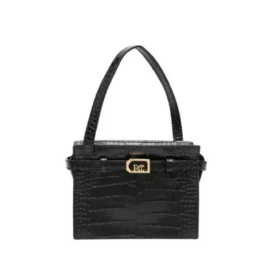 Recto Crocodile-effect Leather Bag In Black