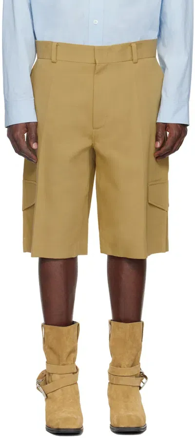 Recto Beige Creased Cargo Shorts In Ek Beige Khaki