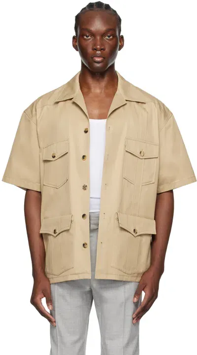 Recto Beige Flap Pocket Shirt