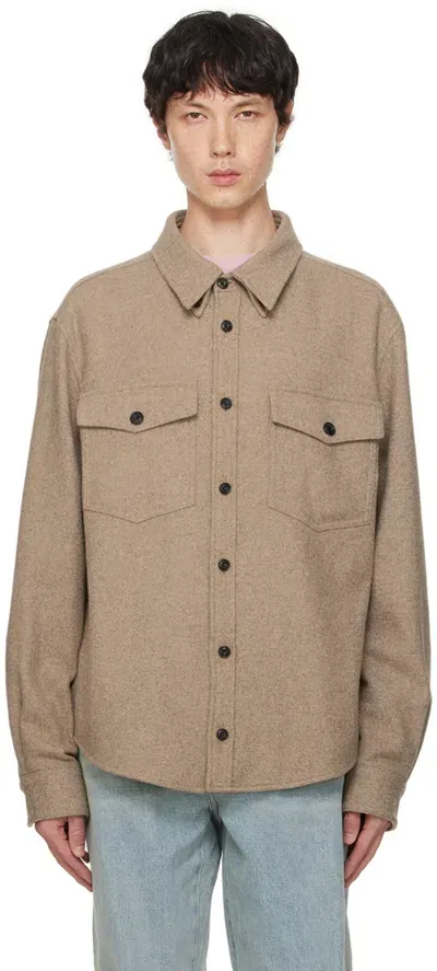 Recto Beige Office Shirt In Light Khaki