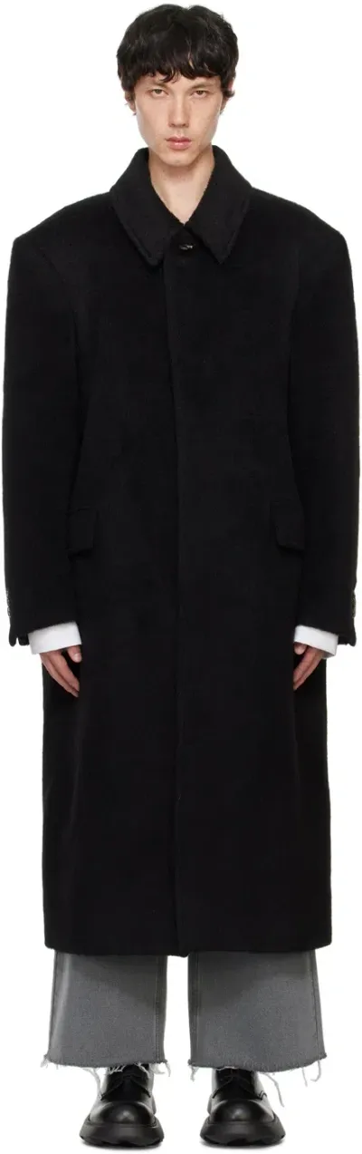 Recto Black Balmacaan Coat