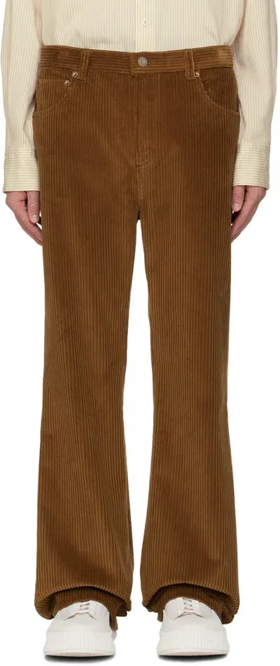 Recto Brown Cotton Trousers In Red Brown