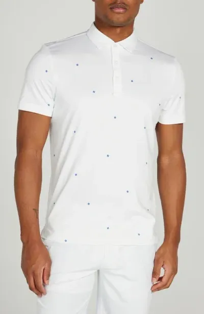 Redvanly Bosworth Ball Print Performance Golf Polo In Bright White