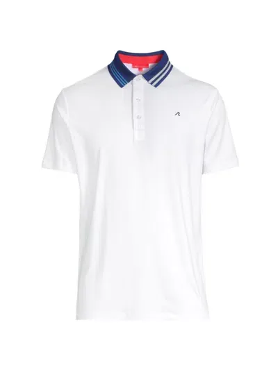 Redvanly Men's Harley Rib-collar Polo Shirt In Bright White