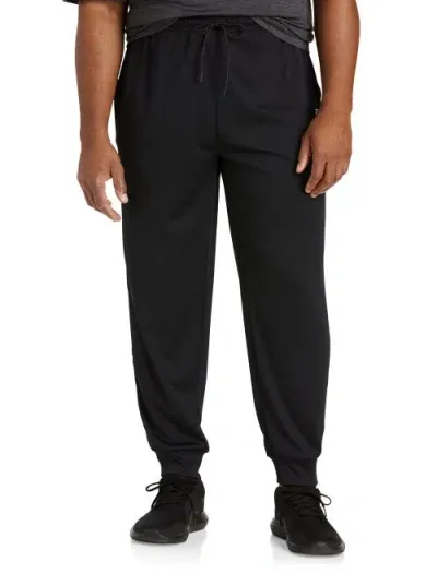 Reebok Performance Double-knit Ribbed-hem Joggers In Black