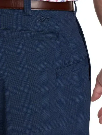 Reebok Performance Plaid Golf Shorts In Uniform Blue