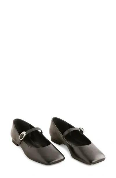 Reformation Melissa Mary Jane Flat In Black Leather