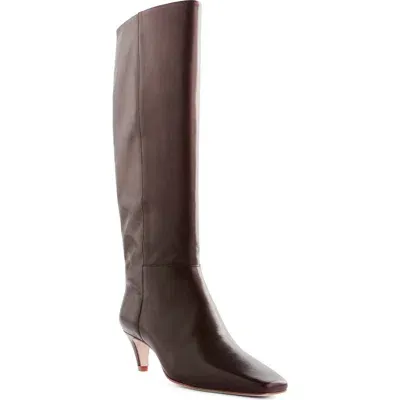 Reformation Remy Knee High Kitten Heel Boot In Chestnut Leather