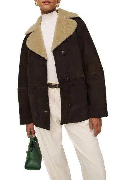 Reformation Veda Luca Shearling Jacket In Mole