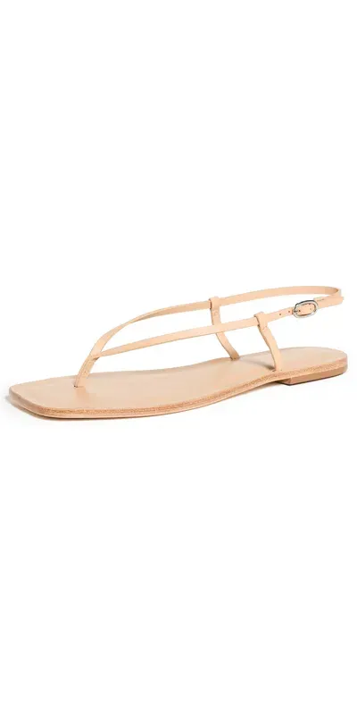 Reformation Vincenza Flat Sandals Porcini Leather In Beige