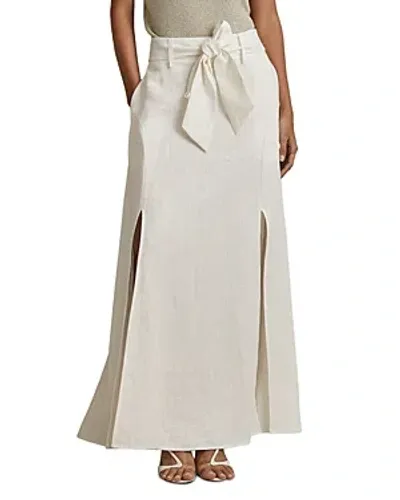 Reiss White High Rise Linen Maxi Skirt