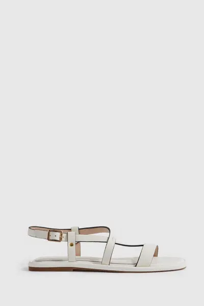 Reiss White Flat Strappy Leather Sandals