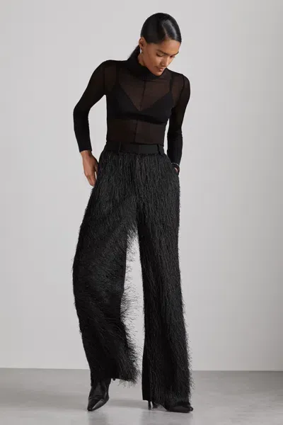 Reiss Black Atelier Fringed Crepe Trousers