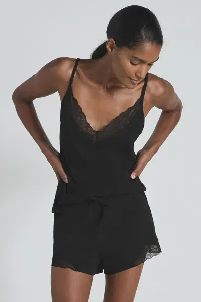 Reiss Black Lace-trimmed Jersey Camisole With Cotton And Modal