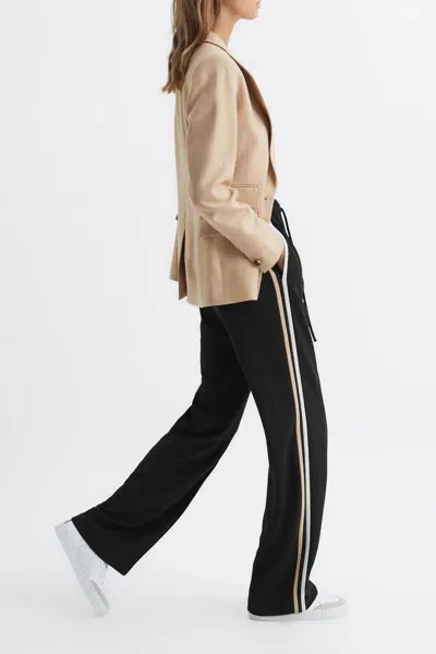 Reiss Black Odell Wide Leg Pull On Trousers