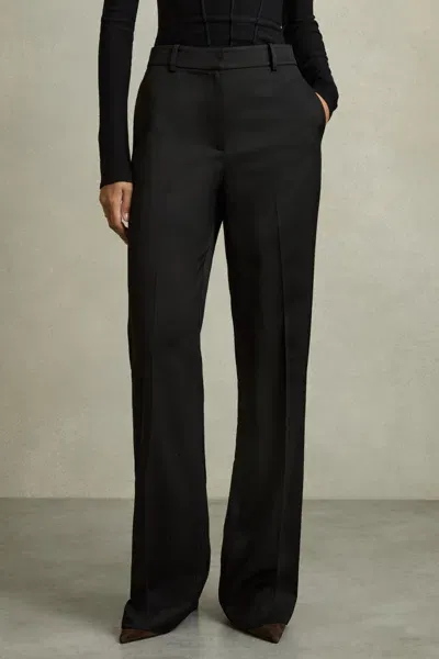 Reiss Black Millie Wide-leg Tailored Trousers