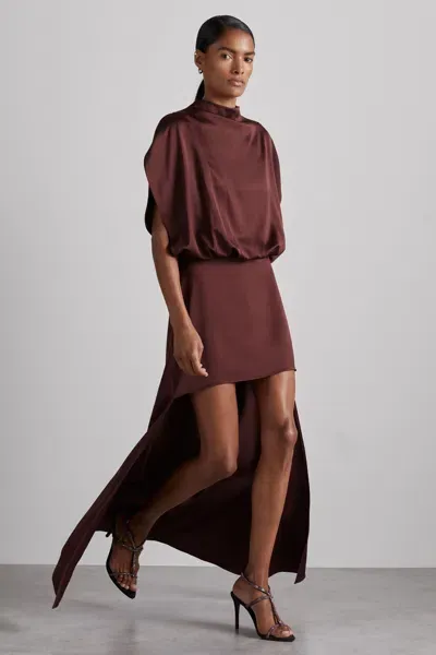 Reiss Burgundy Edine Atelier Satin Stepped-hem Dress