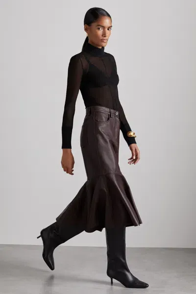 Reiss Burgundy Luella Atelier Leather Mermaid Midi Skirt