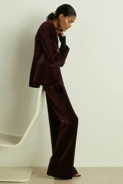 Reiss Burgundy Petite Cotton-velvet Flared Trousers