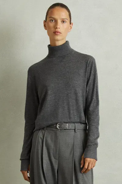 Reiss Charcoal Merino Wool Roll Neck Jumper