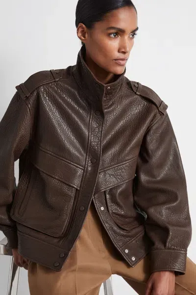 Reiss Chocolate Atelier Grained Leather Jacket