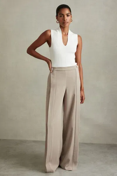 Reiss Stone Button-front Wide Leg Trousers