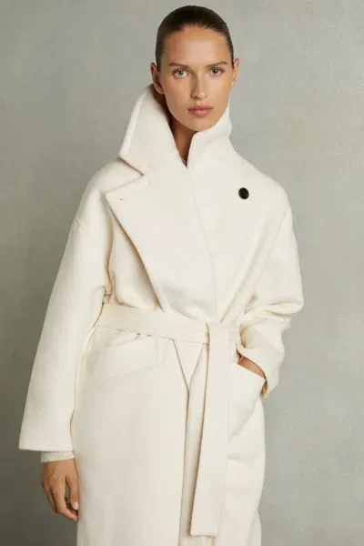 Reiss Cream Bridget Petite Wool-blend Blindseam Coat