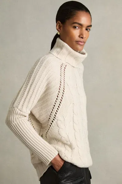 Reiss Cream Penny Wool-cashmere Chunky Cable-knit Jumper