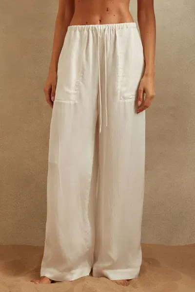 Reiss Ivory Textured Wide Leg Cover-up Trousers